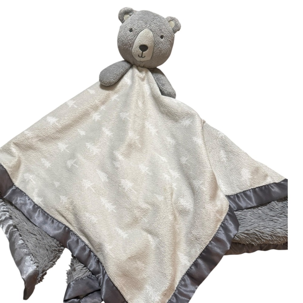 Target Cloud Island Gray Bear Security Blanket Lg 28x28 Lovey Pine Trees Satin